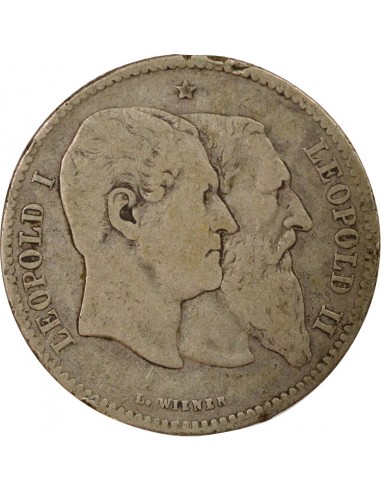 Roi des Belges Anniversaire de l'Indépendance 2 francs Argent 1880 B. Bruxelles