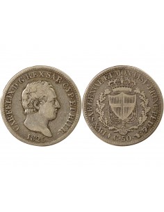 Sardaigne Charles-Félix 50 centesimi Argent 1825 T Turin