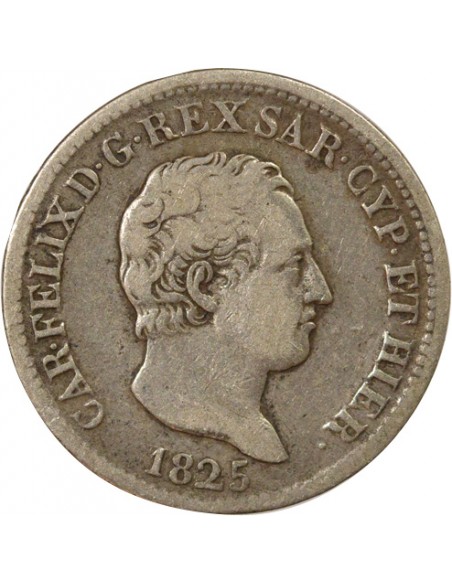 Sardaigne Charles-Félix 50 centesimi Argent 1825 T Turin