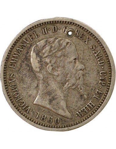 Sardaigne Victor Emmanuel II 50 centesimi Argent 1860 M Milan