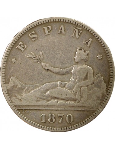 Espagne Gouvernement Provisoire 2 pesetas Argent 1874 AI Madrid