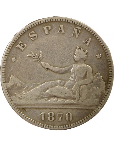 Espagne Gouvernement Provisoire 2 pesetas Argent 1874 AI Madrid