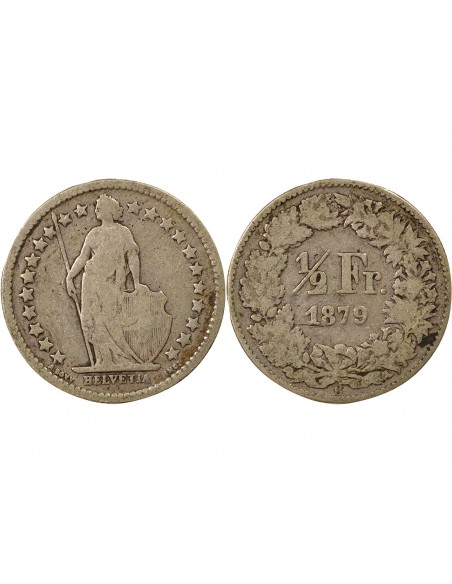 Suisse Helvetia debout 1/2 franc Argent 1879 Berne