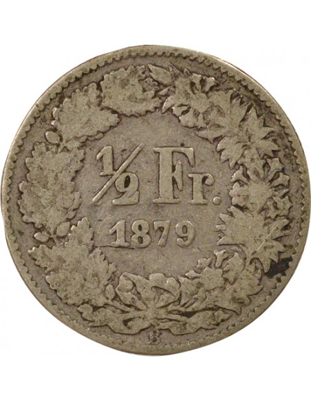Suisse Helvetia debout 1/2 franc Argent 1879 Berne