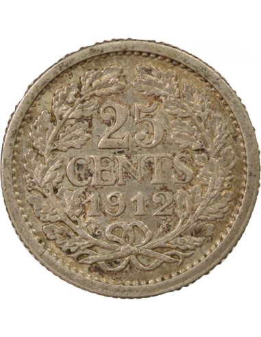 Pays-Bas Wilhelmina I 25 cents Argent 1912 Utrecht