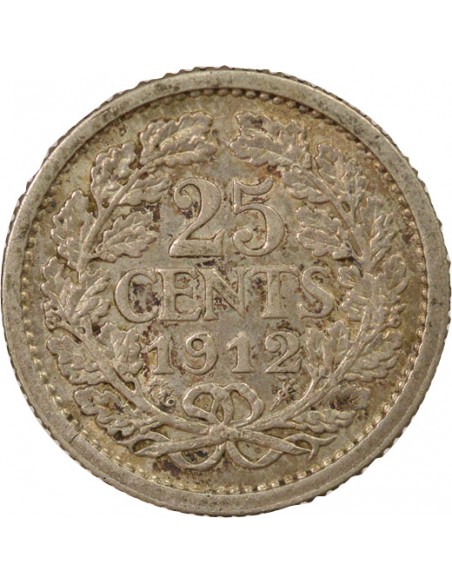 Pays-Bas Wilhelmina I 25 cents Argent 1912 Utrecht