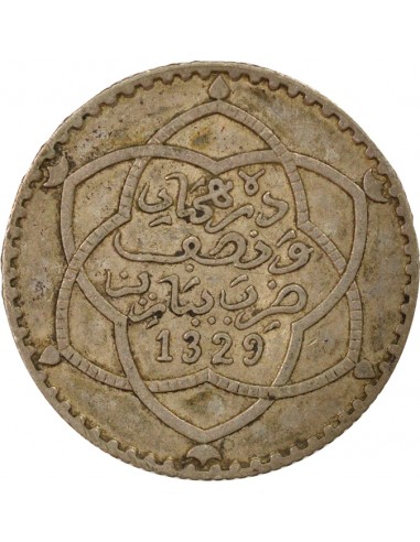 Maroc Abdelhafid 2 1/2 dirham Argent 1329 AH (1911) A Paris