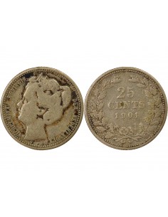 Pays-Bas Wilhelmina I 25 cents Argent 1901 Utrecht