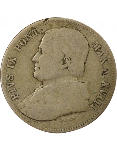 Vatican Pie IX 20 baiocchi Argent 1863 R Rome