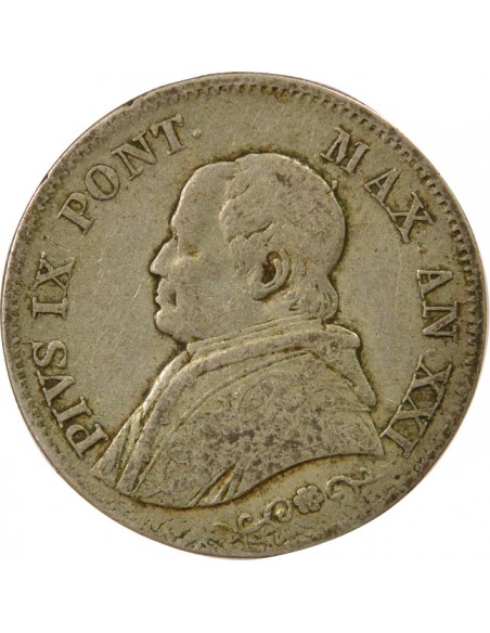 Vatican Pie IX 1 lira Argent 1866 R Rome