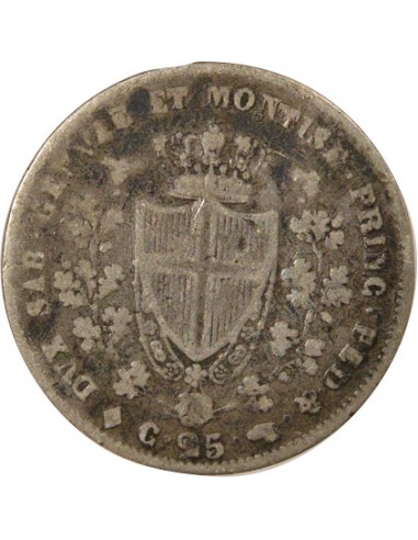 Sardaigne Charles-Félix 25 centesimi Argent 1829 T Turin