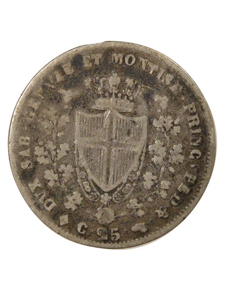 Sardaigne Charles-Félix 25 centesimi Argent 1829 T Turin