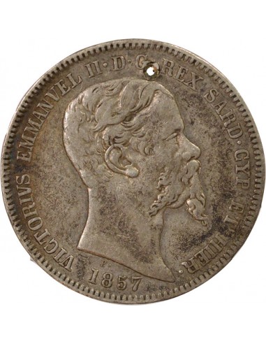 Sardaigne Victor Emmanuel II 1 lire Argent 1857 T Turin