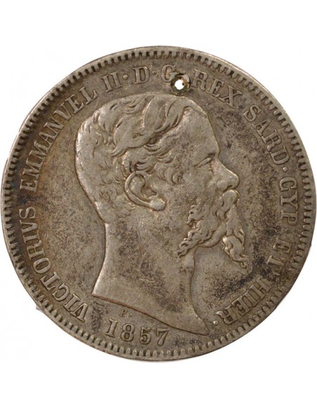 Sardaigne Victor Emmanuel II 1 lire Argent 1857 T Turin