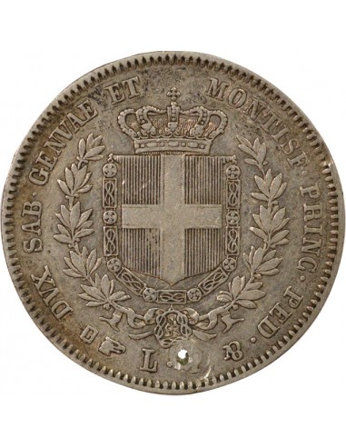 Sardaigne Victor Emmanuel II 1 lire Argent 1857 T Turin
