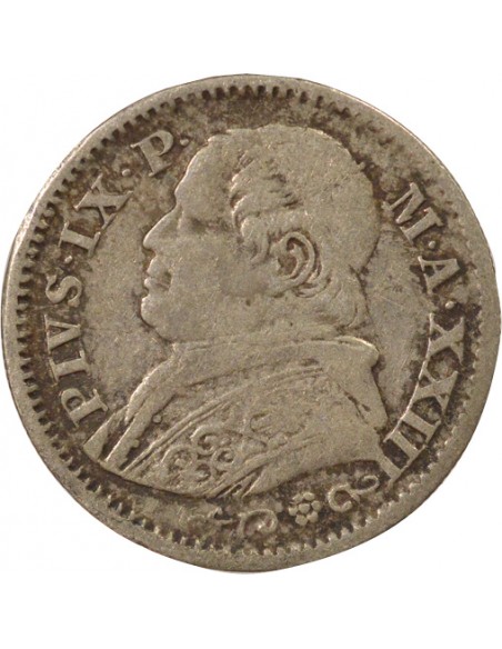 Vatican Pie IX 1 lira Argent 1868 R Rome