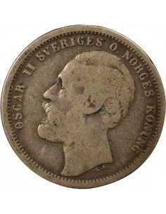 Suède Oscar II 1 krona Argent 1875 Stockholm 2
