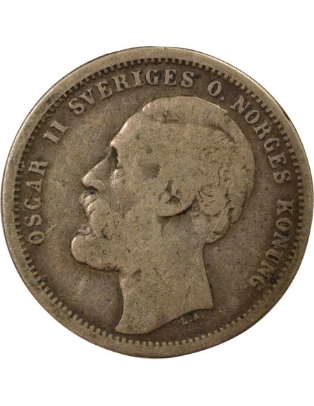 Suède Oscar II 1 krona Argent 1875 Stockholm