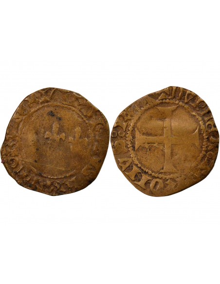 Charles VIII 1 blanc à la couronne Billon 1488-1498 D Lyon