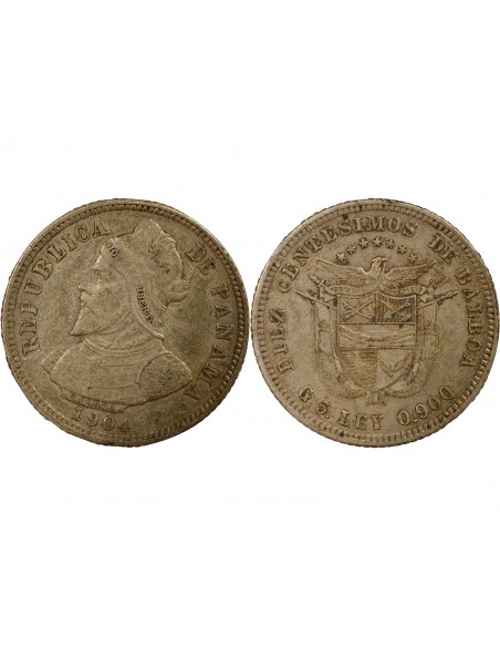 Panama 10 centesimos Argent 1904 Philadelphie