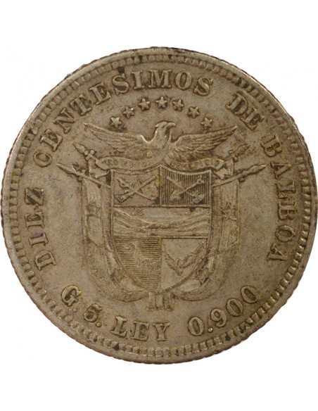 Panama 10 centesimos Argent 1904 Philadelphie