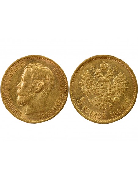 Russie Nicolas II 5 roubles Or 1898 Saint-Petersbourg