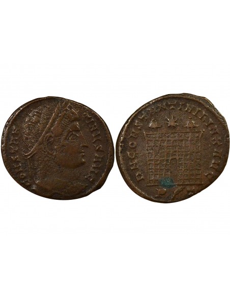 Rome Empire Constantin Ier Porte de Camp Nummus Cuivre 325 Ticinum