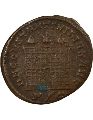 Rome Empire Constantin Ier Porte de Camp Nummus Cuivre 325 Ticinum