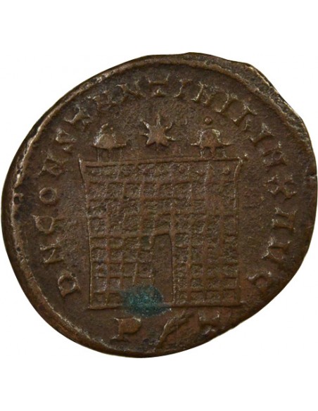 Rome Empire Constantin Ier Porte de Camp Nummus Cuivre 325 Ticinum