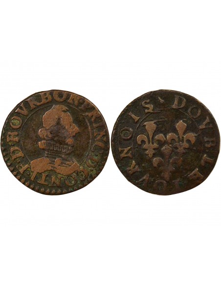 Gaston d'Orléans Type 8 1 double tournois Cuivre 1638 Trévoux