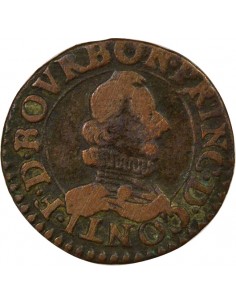 Gaston d'Orléans Type 8 1 double tournois Cuivre 1638 Trévoux 2