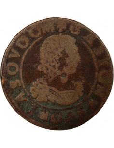 Gaston d'Orléans Type 13 1 double tournois Cuivre 1638 Trévoux 2