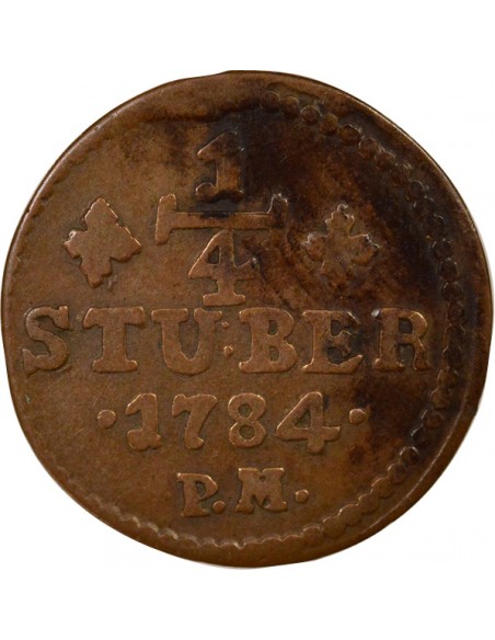 Etats Allemands (Prusse) Charles-Théodore de Bavière 1/4 stuber Cuivre 1784