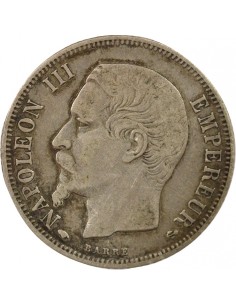 Napoléon III Tête nue 1 franc Argent 1858 A - Paris 2