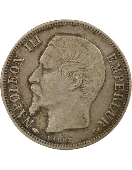 Napoléon III Tête nue 1 franc Argent 1858 A - Paris