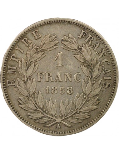 Napoléon III Tête nue 1 franc Argent 1858 A - Paris
