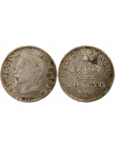 Bonaparte Charles Louis Napoléon (Napoléon III) Grand Module 20 centimes Argent 1868 A - Paris