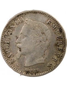 Bonaparte Charles Louis Napoléon (Napoléon III) Grand Module 20 centimes Argent 1868 A - Paris 2