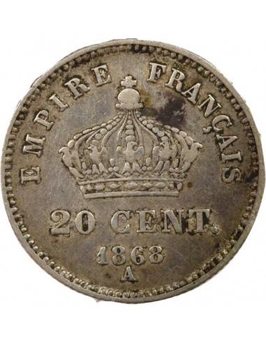 Bonaparte Charles Louis Napoléon (Napoléon III) Grand Module 20 centimes Argent 1868 A - Paris
