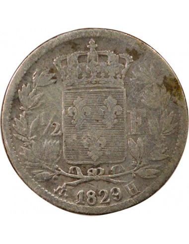 Charles X 1/2 franc Argent 1829 H La Rochelle