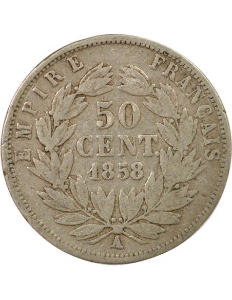 Napoléon III 50 centimes Argent 1858 A - Paris