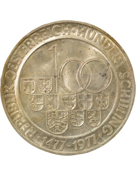 Autriche Atelier de Hall 100 schilling Argent 1977 A Vienne