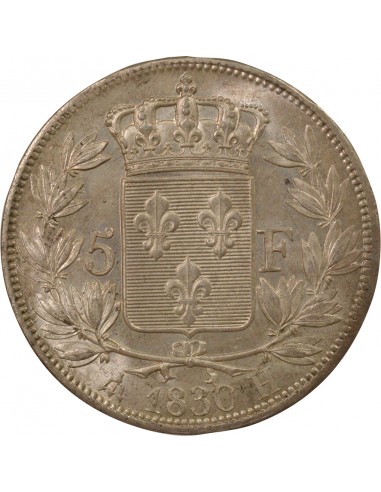 Charles X Tranche en Creux 5 francs Argent 1830 H La Rochelle