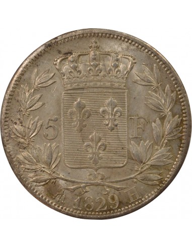 Charles X Tranche en Creux 5 francs Argent 1829 H La Rochelle