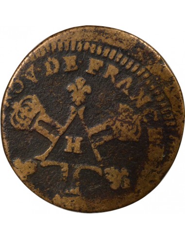 Louis XIV Dardennes 6 deniers Cuivre 1711 H La Rochelle