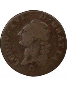 Louis XVI A l'Ecu 1 sol Cuivre 1791 R Orléans 2