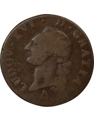 Louis XVI A l'Ecu 1 sol Cuivre 1791 R Orléans