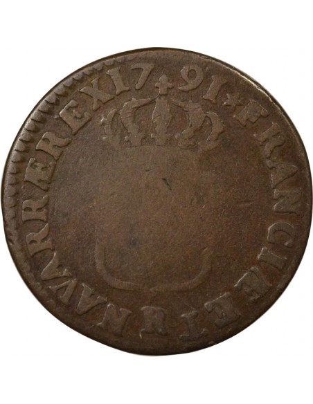 Louis XVI A l'Ecu 1 sol Cuivre 1791 R Orléans