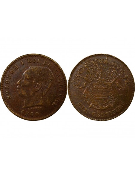Cambodge Norodom Ier 10 centimes Bronze 1860