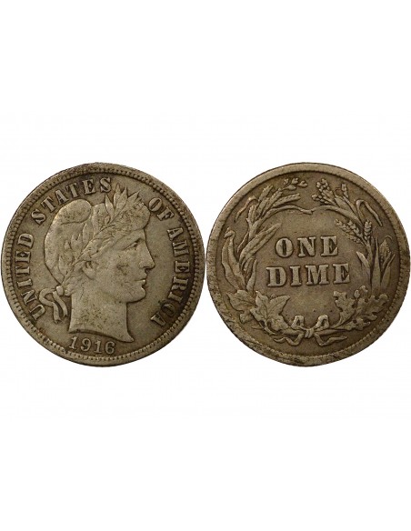 USA Barber Dime 1 dime Argent 1916 Philadelphie